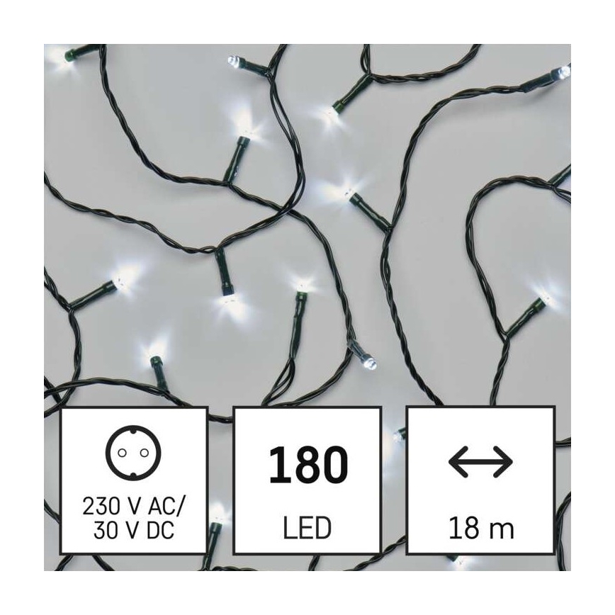 LED Jõuluteemaline väli valguskett 180xLED/8 režiimi 23m IP44 külm valge