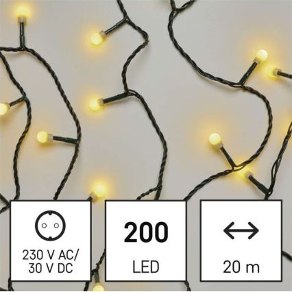 LED Jõuluteemaline väli valguskett 200xLED/25m IP44 soe valge