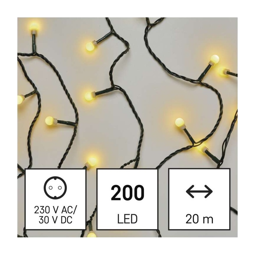 LED Jõuluteemaline väli valguskett 200xLED/25m IP44 soe valge