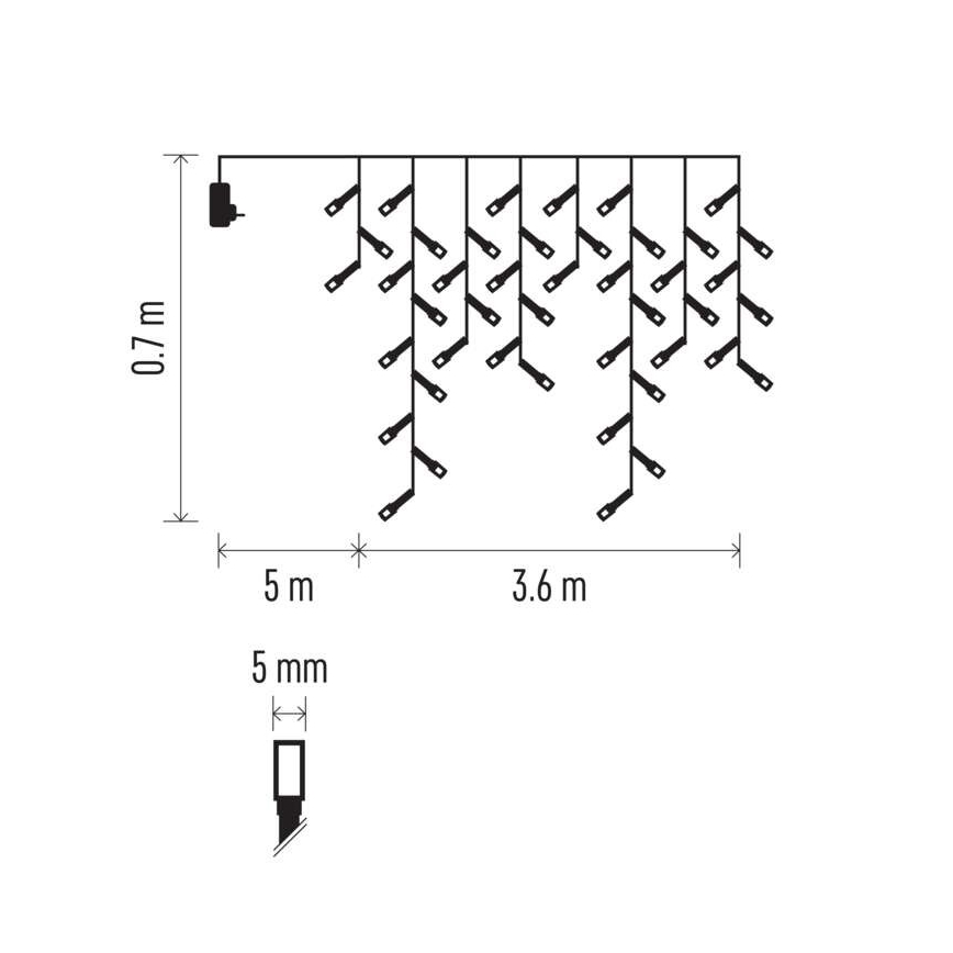LED Jõuluteemaline väli valguskett 200xLED/8 režiimi 8,6m IP44 soe valge