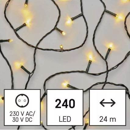 LED Jõuluteemaline väli valguskett 240xLED/8 režiimi 29m IP44 soe valge