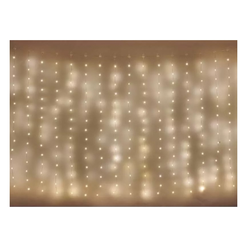 LED Jõuluteemaline väli valguskett 300xLED/8 funktsiooni 7,9 m IP44 soe valge