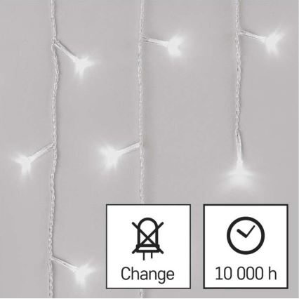 LED Jõuluteemaline väli valguskett 300xLED/8 režiimi 10m IP44 külm valge + pult