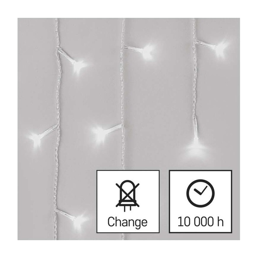 LED Jõuluteemaline väli valguskett 300xLED/8 režiimi 10m IP44 külm valge + pult