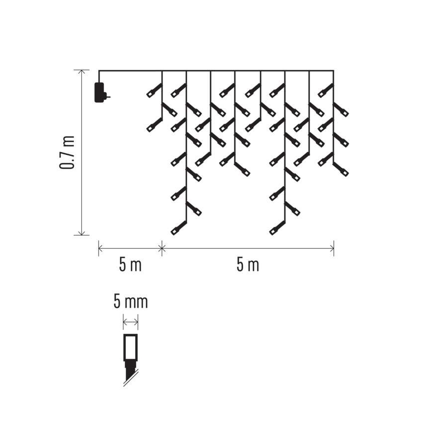 LED Jõuluteemaline väli valguskett 300xLED/8 režiimi 10m IP44 külm valge + pult