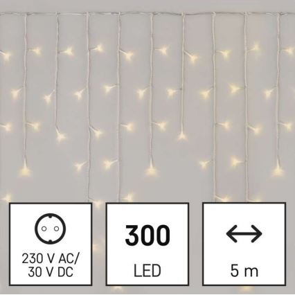 LED Jõuluteemaline väli valguskett 300xLED/8 režiimi 10m IP44 soe valge + pult