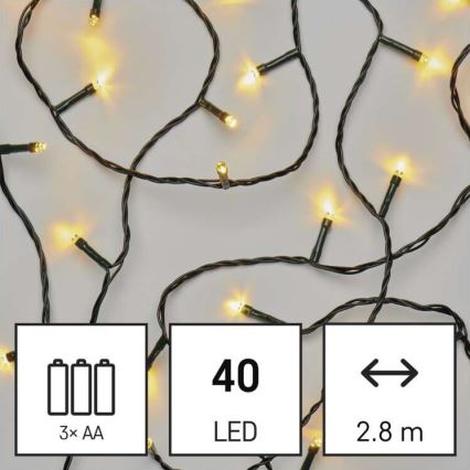 LED Jõuluteemaline väli valguskett 40xLED/3,3m IP44 soe valge