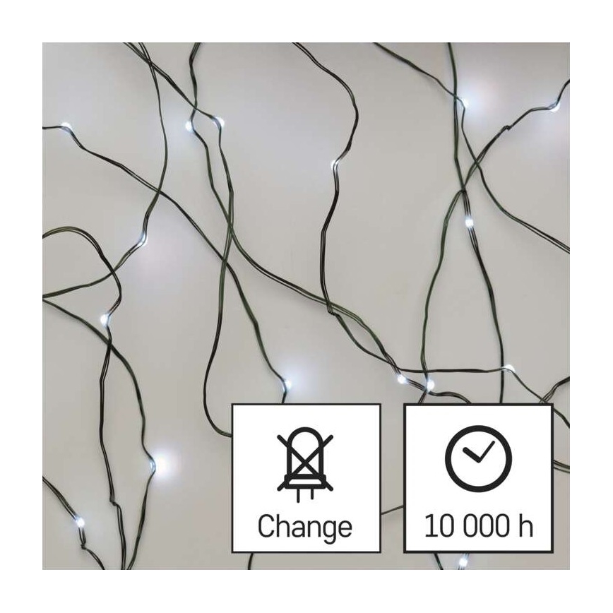 LED Jõuluteemaline väli valguskett 40xLED/9m IP44 külm valge