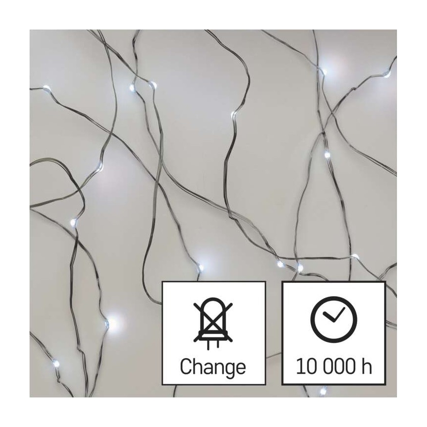 LED Jõuluteemaline väli valguskett 40xLED/9m IP44 külm valge