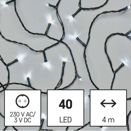 LED Jõuluteemaline väli valguskett 40xLED/9m IP44 külm valge