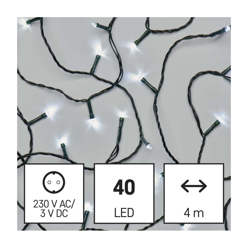 LED Jõuluteemaline väli valguskett 40xLED/9m IP44 külm valge
