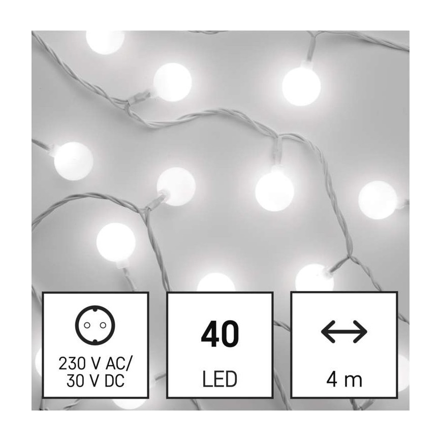 LED Jõuluteemaline väli valguskett 40xLED/9m IP44 külm valge