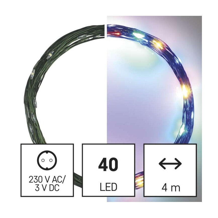 LED Jõuluteemaline väli valguskett 40xLED/9m IP44 mitmevärviline