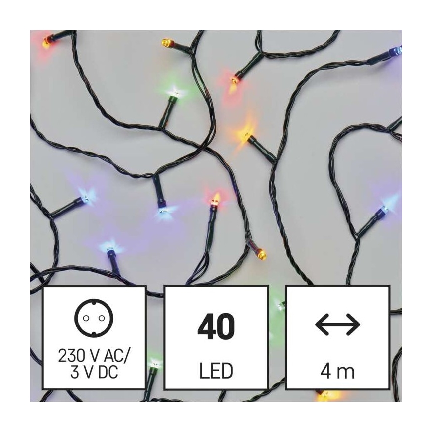 LED Jõuluteemaline väli valguskett 40xLED/9m IP44 mitmevärviline