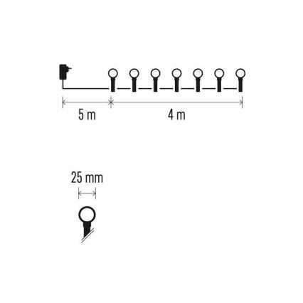 LED Jõuluteemaline väli valguskett 40xLED/9m IP44 mitmevärviline