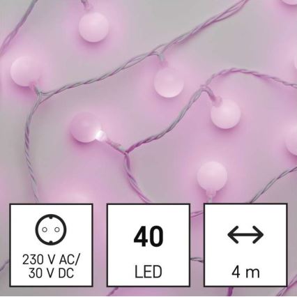 LED Jõuluteemaline väli valguskett 40xLED/9m IP44 roosa