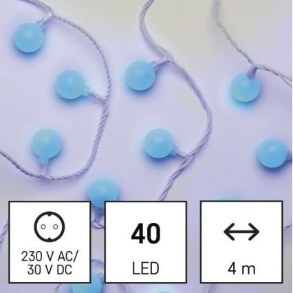 LED Jõuluteemaline väli valguskett 40xLED/9m IP44 sinine