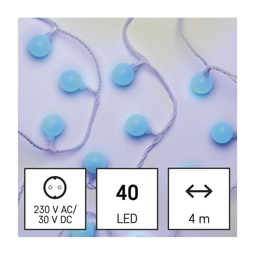 LED Jõuluteemaline väli valguskett 40xLED/9m IP44 sinine