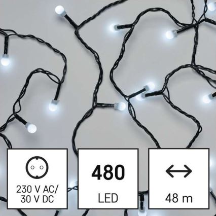 LED Jõuluteemaline väli valguskett 480xLED/53m IP44 külm valge