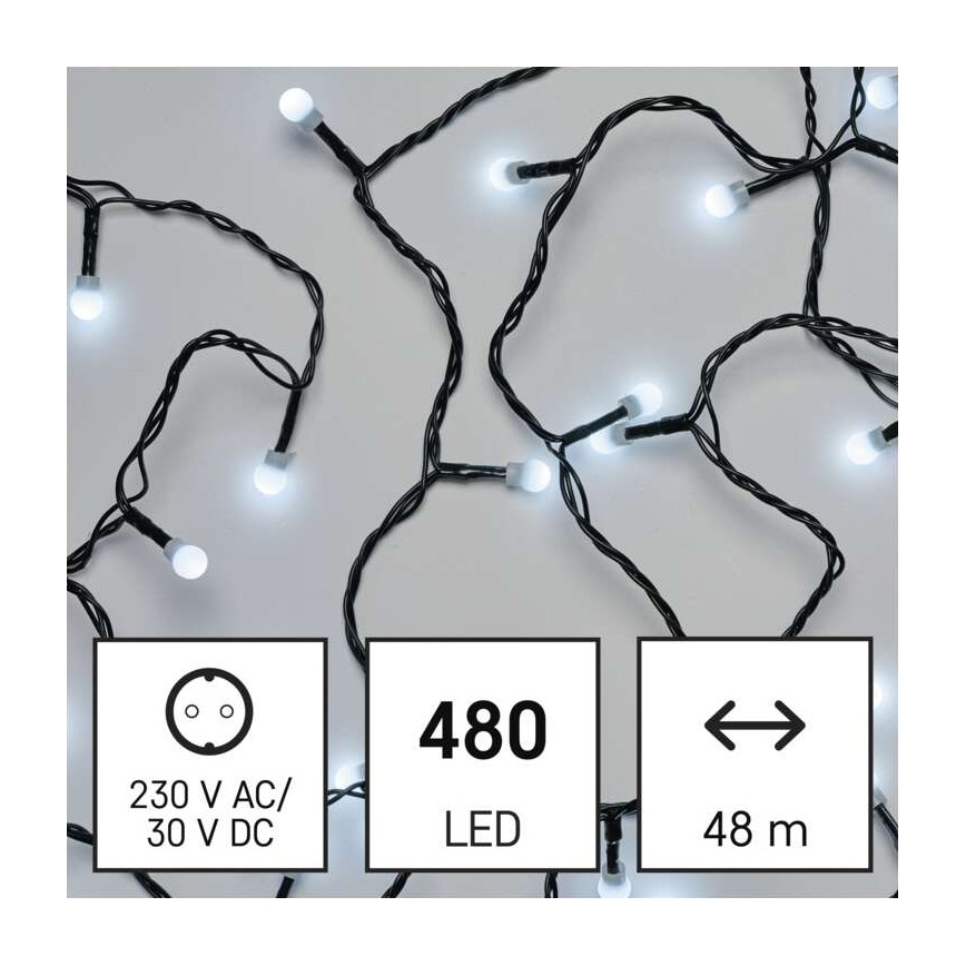 LED Jõuluteemaline väli valguskett 480xLED/53m IP44 külm valge