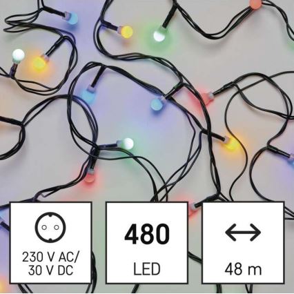 LED Jõuluteemaline väli valguskett 480xLED/53m IP44 mitmevärviline