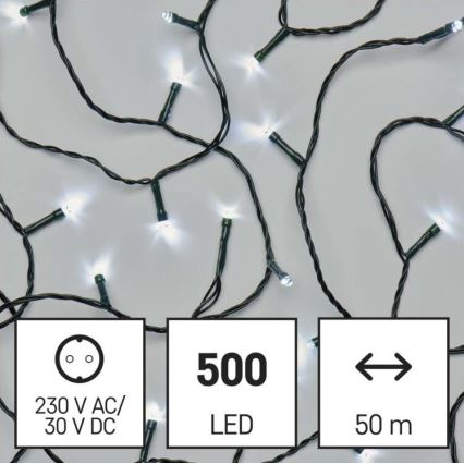 LED Jõuluteemaline väli valguskett 500xLED/55m IP44 külm valge