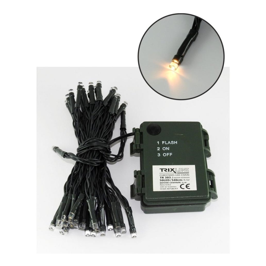 LED Jõuluteemaline väli valguskett 50xLED/2 funktsiooni 5,4m IP44 soe valge