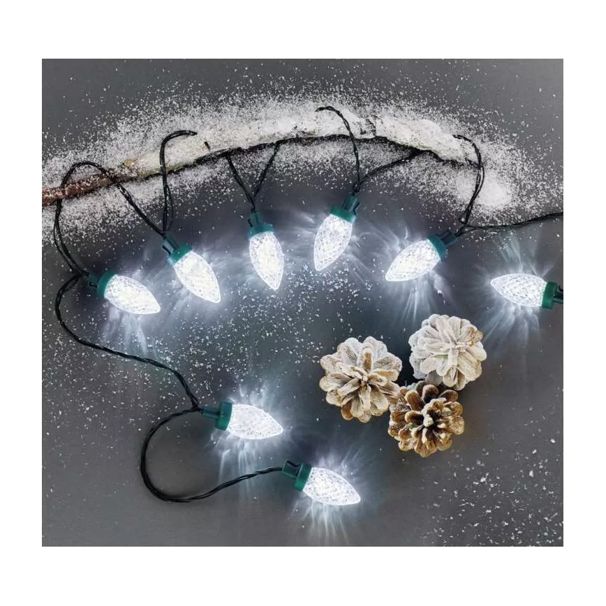 LED Jõuluteemaline väli valguskett 50xLED/8 funktsiooni 14,8 m IP44 külm valge