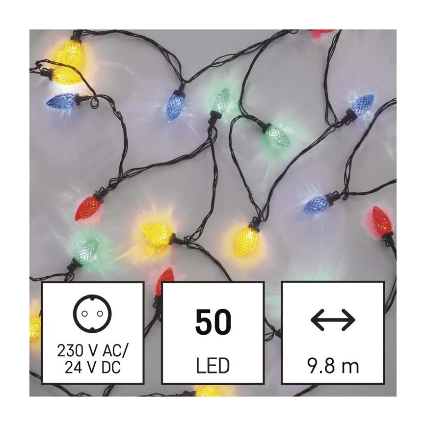 LED Jõuluteemaline väli valguskett 50xLED/8 režiimi 14,8m IP44 mitmevärviline