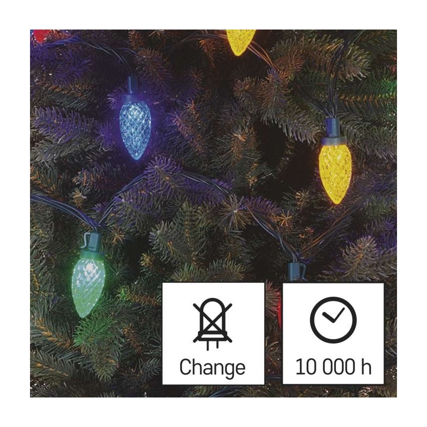 LED Jõuluteemaline väli valguskett 50xLED/8 režiimi 14,8m IP44 mitmevärviline