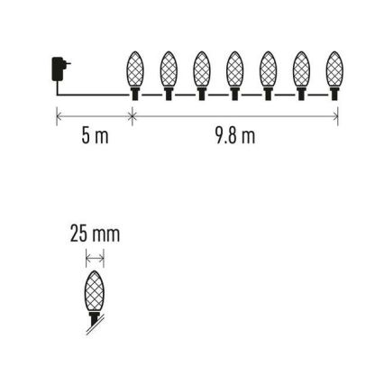 LED Jõuluteemaline väli valguskett 50xLED/8 režiimi 14,8m IP44 mitmevärviline