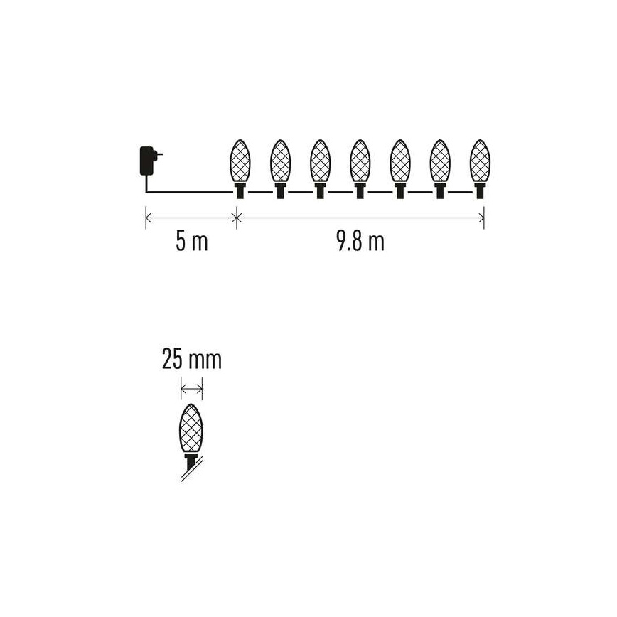 LED Jõuluteemaline väli valguskett 50xLED/8 režiimi 14,8m IP44 mitmevärviline