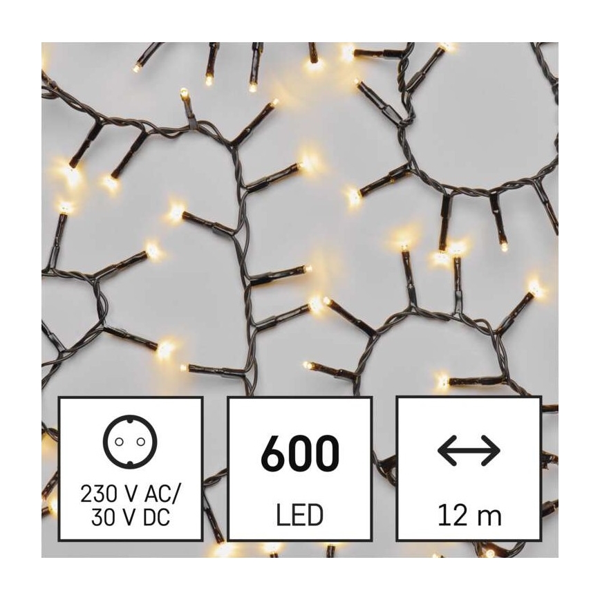 LED Jõuluteemaline väli valguskett 600xLED/17m IP44 soe valge