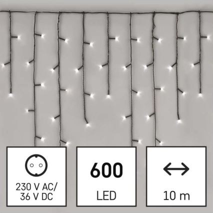 LED Jõuluteemaline väli valguskett 600xLED/8 režiimi 15m IP44  külm valge