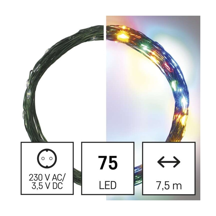 LED Jõuluteemaline väli valguskett 75xLED/12,5m IP44 mitmevärviline