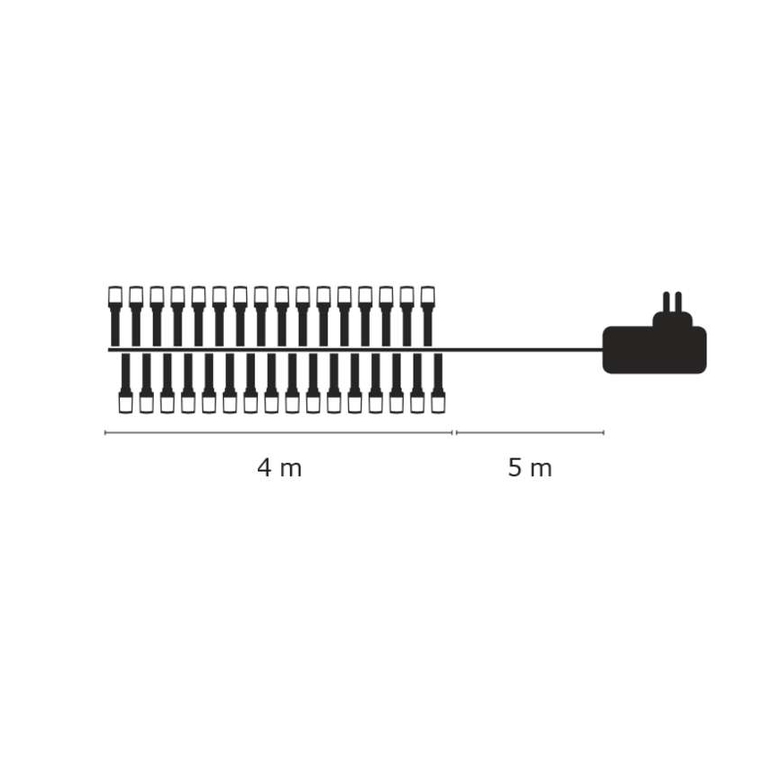 LED Jõuluteemaline väli valguskett CHAIN 40xLED 9m IP44 külm valge