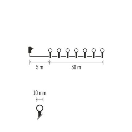 LED jõulutuled 300 LED / 8 funktsiooni, 35 m, IP44, soe valge