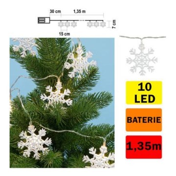LED jõulutuled - valguskett lumehelves 10x LED/2xAA