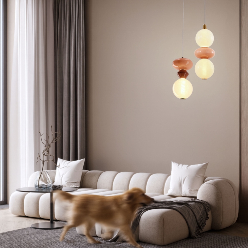 LED-juhtmega ripplamp FLORES LED/12W/230V kuldne/oranž
