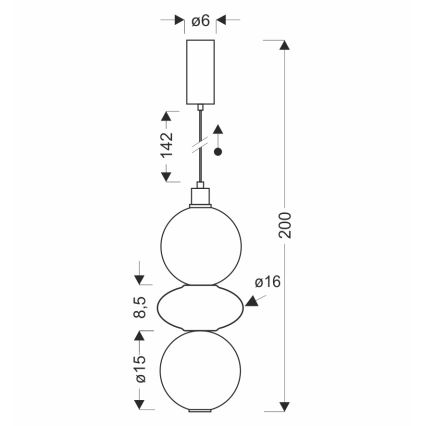 LED-juhtmega ripplamp FLORES LED/12W/230V kuldne/oranž
