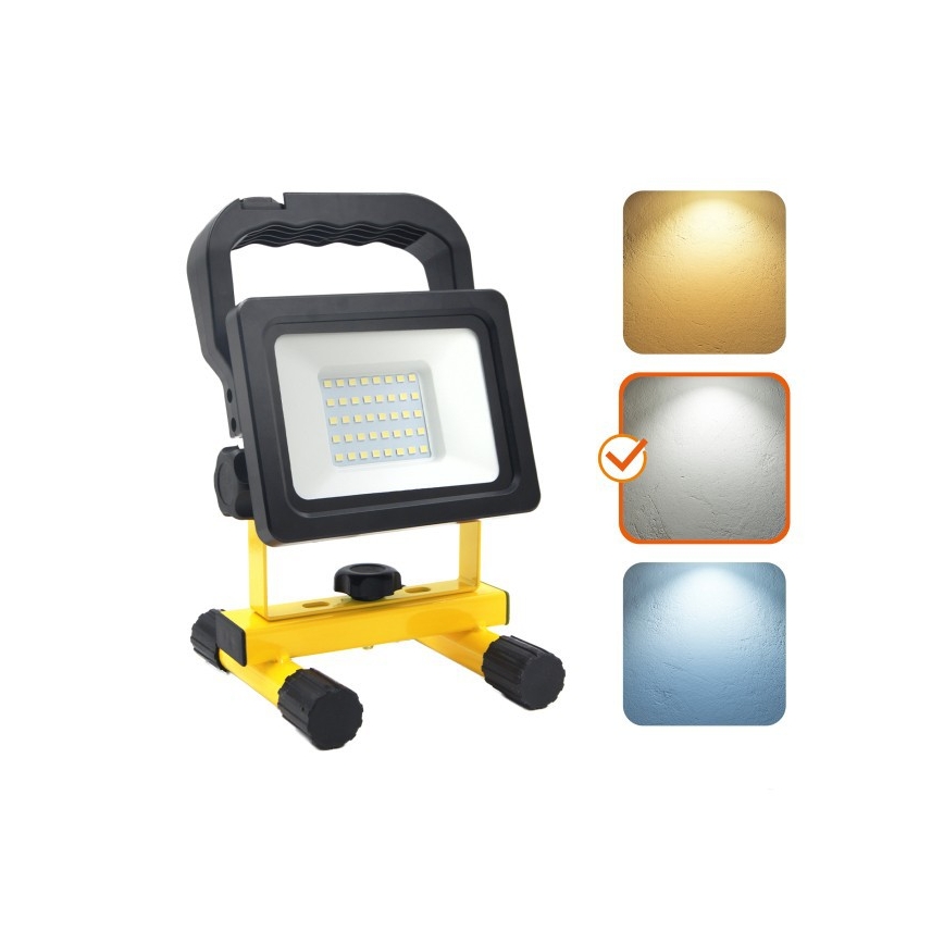 LED hämardatav kaasaskantav reflektor TIGRA LED/20W/3,7V 4000K IP54 4400 mAh must/kollane