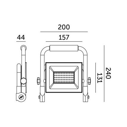LED Kaasaskantav prožektor TIGRA LED/50W/4000K IP54 must/kollane