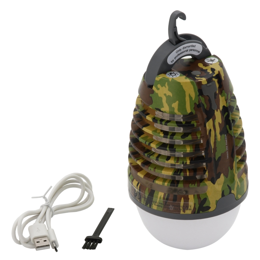 LED Kaasaskantav taaslaetav putukapüüdja LED/2W/3,7V 1800 mAh IPX4 kamuflaaž