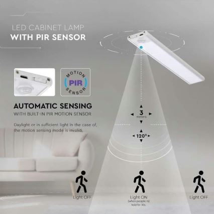 LED Kapialune valgusti kööki anduriga LED/1,5W/5V 1500 mAh 4000K