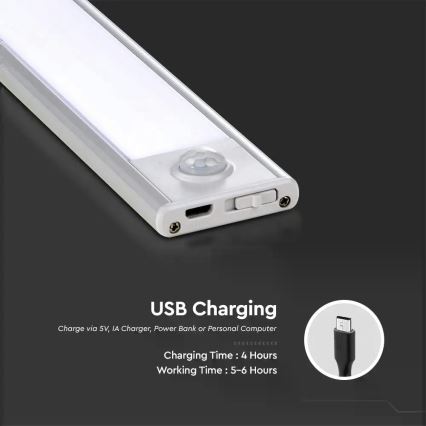 LED Kapialune valgusti kööki anduriga LED/1,5W/5V 1500 mAh 4000K