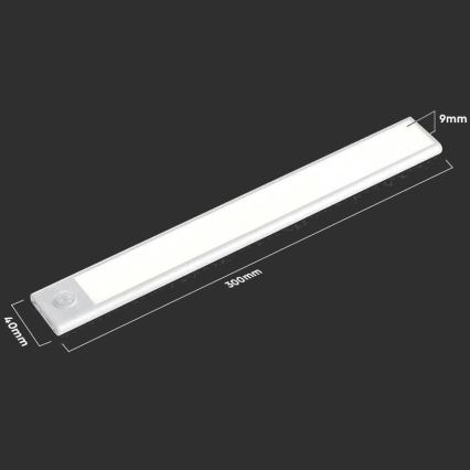 LED Kapialune valgusti kööki anduriga LED/1,5W/5V 1500 mAh 4000K
