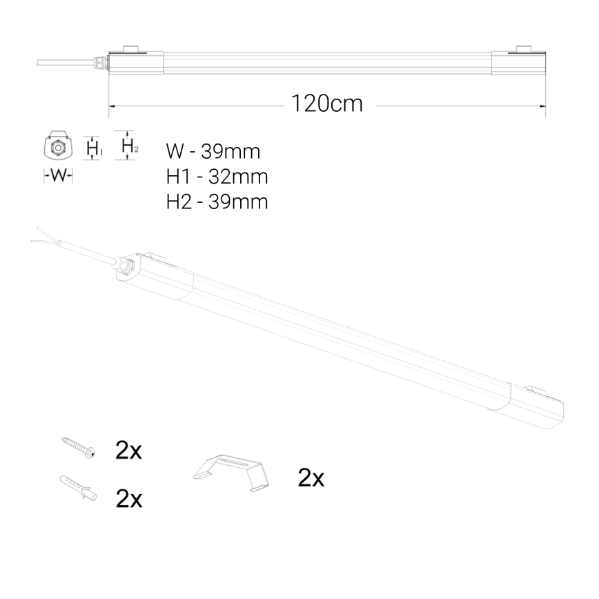 LED Kapialune valgusti kööki LED/36W/230V 4000K 120 cm must