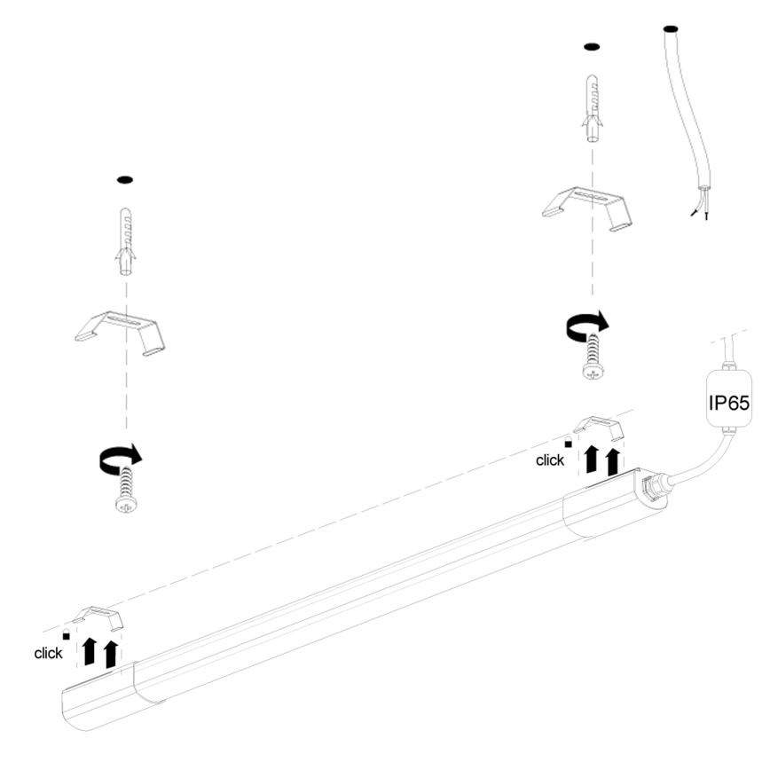 LED Kapialune valgusti kööki LED/36W/230V 4000K 120 cm must