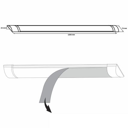 LED Kapialune valgusti kööki LED/36W/230V 4000K 120 cm valge