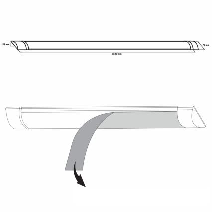 LED Kapialune valgusti kööki LED/50W/230V 4000K 150 cm valge